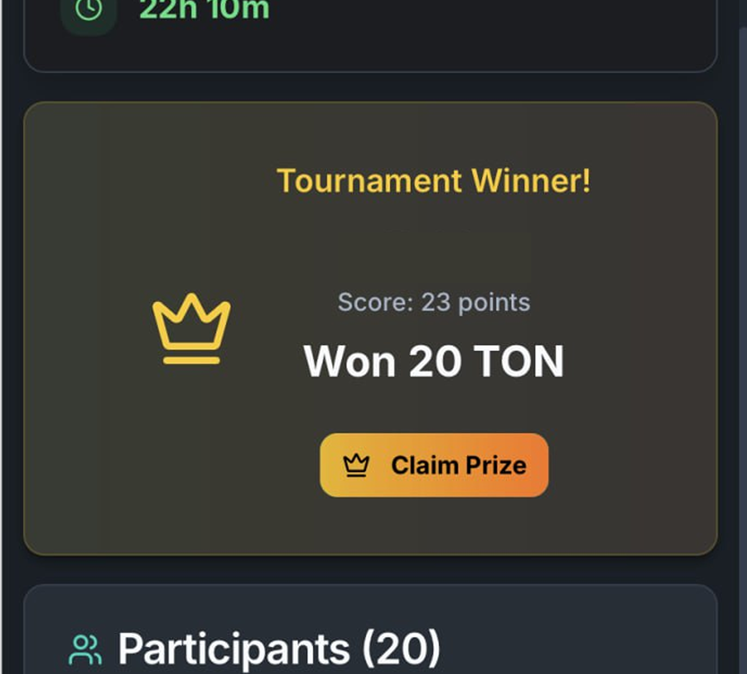 Track progress and claim the prize pool